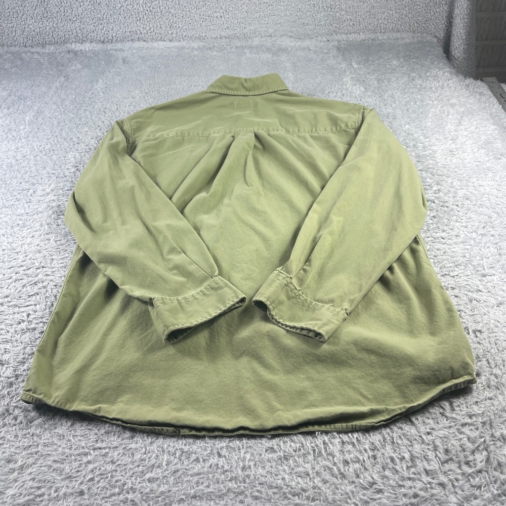 Express Mens Classic Fit Cotton Canvas Button Down Shirt Olive Green Medium - Picture 7 of 8